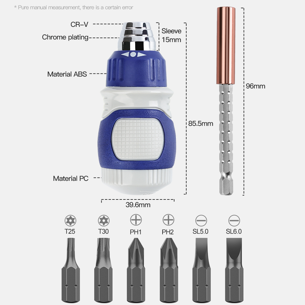 6 in 1 Mini Ratchet Screwdriver Parafusadeira CRV Professional Magnetic Double Headed Slotted Phillips Screwdriver 