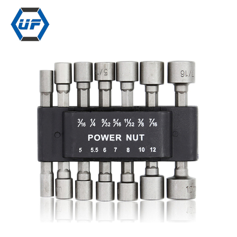 14pcs Power Nut Driver Set Shank Screwdrivers Nutdrivers Nut Driver Socket Bits Drill Dual Metric & Standard Sae 1/4